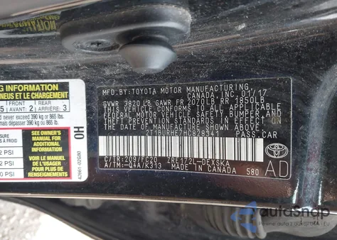 2017 Toyota Corolla Se from USA, damaged, VIN 2T1BURHE7HC828341